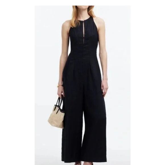 Madewell Black Portia Wide Leg Linen Jumpsuit 8 - Picture 1 of 12